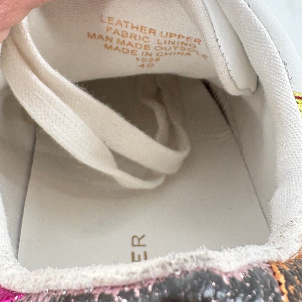 Kurt Geiger Laney Eagle Sneakers 10 40 Leather Rainbow Jewel Lace Up - Picture 3 of 8